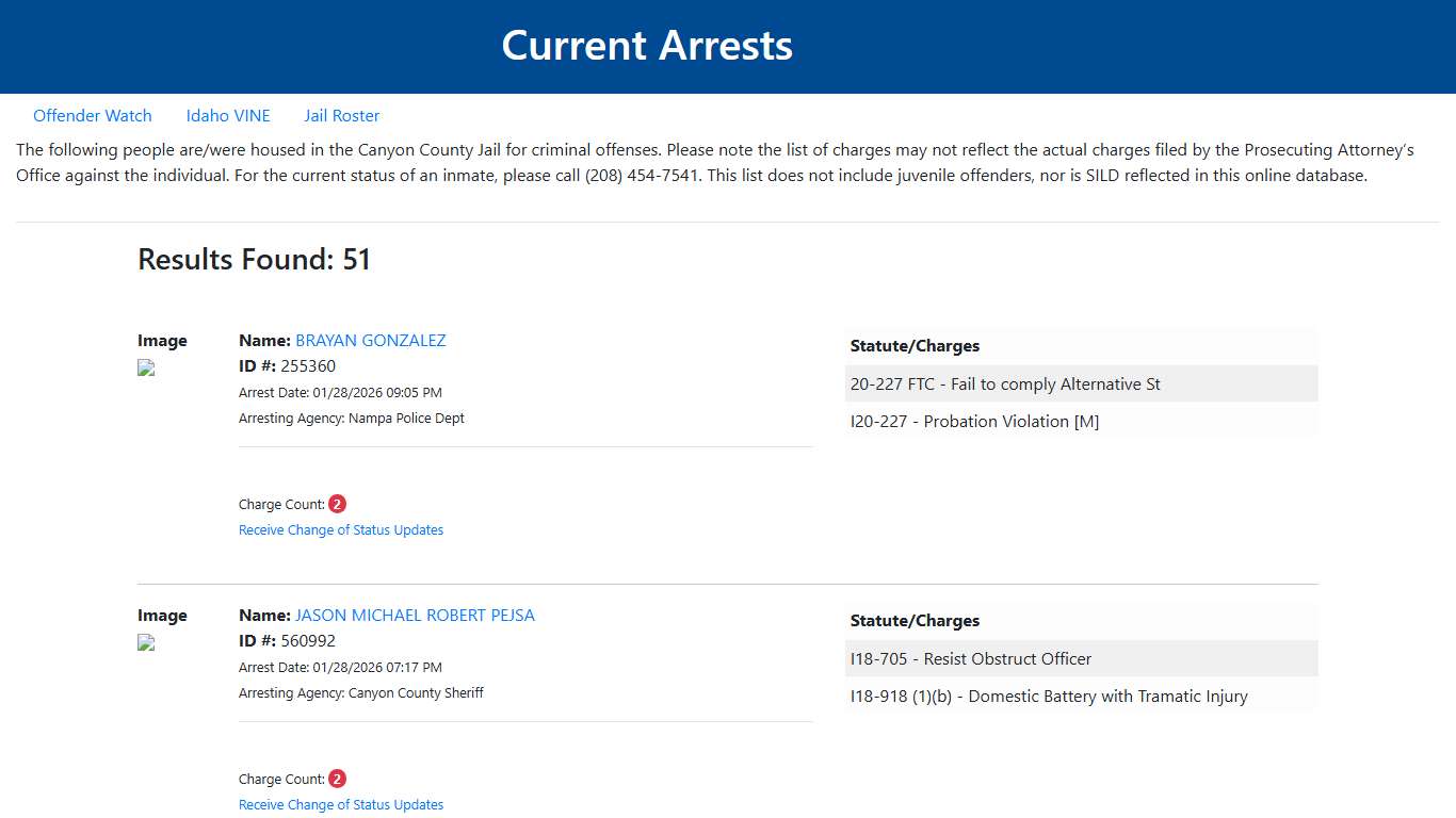 Current Arrests