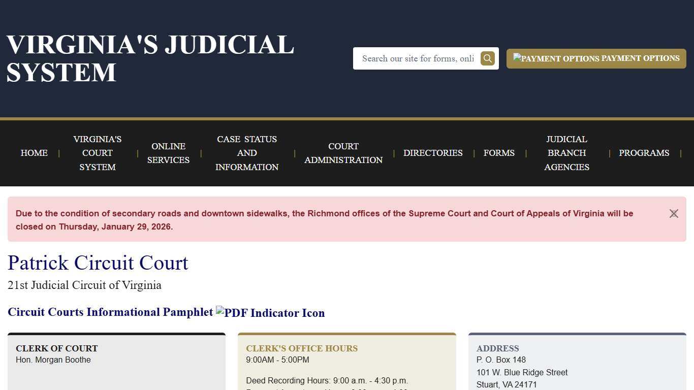 Patrick Circuit Court Virginia Court System